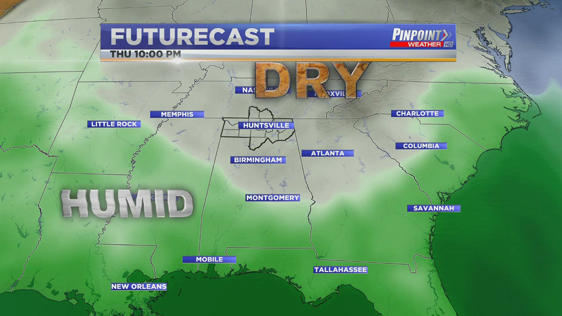 As  warm front moves north more moisture will move into the Tennessee Valley this weekend.
