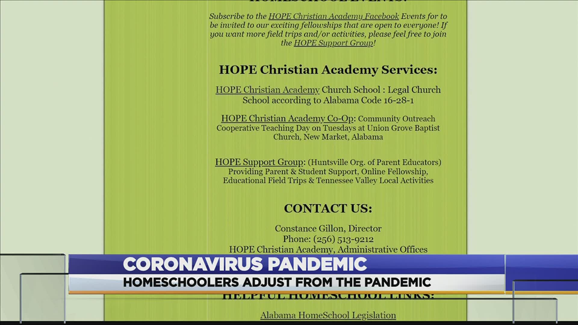 The HOPE Christian Academy said its seeing an increase in families turning to home schooling during COVID-19.