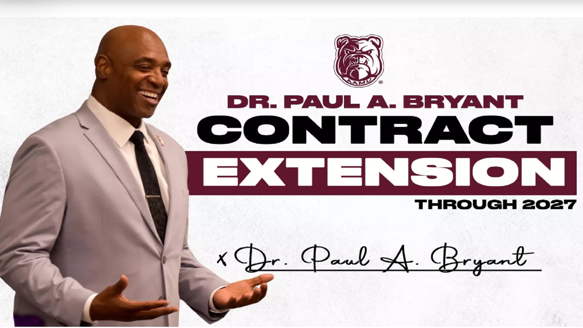 AAMU President Dr. Daniel K. Wims has approved a contract extension for Director of Athletics Dr. Paul A. Bryant through 2027.