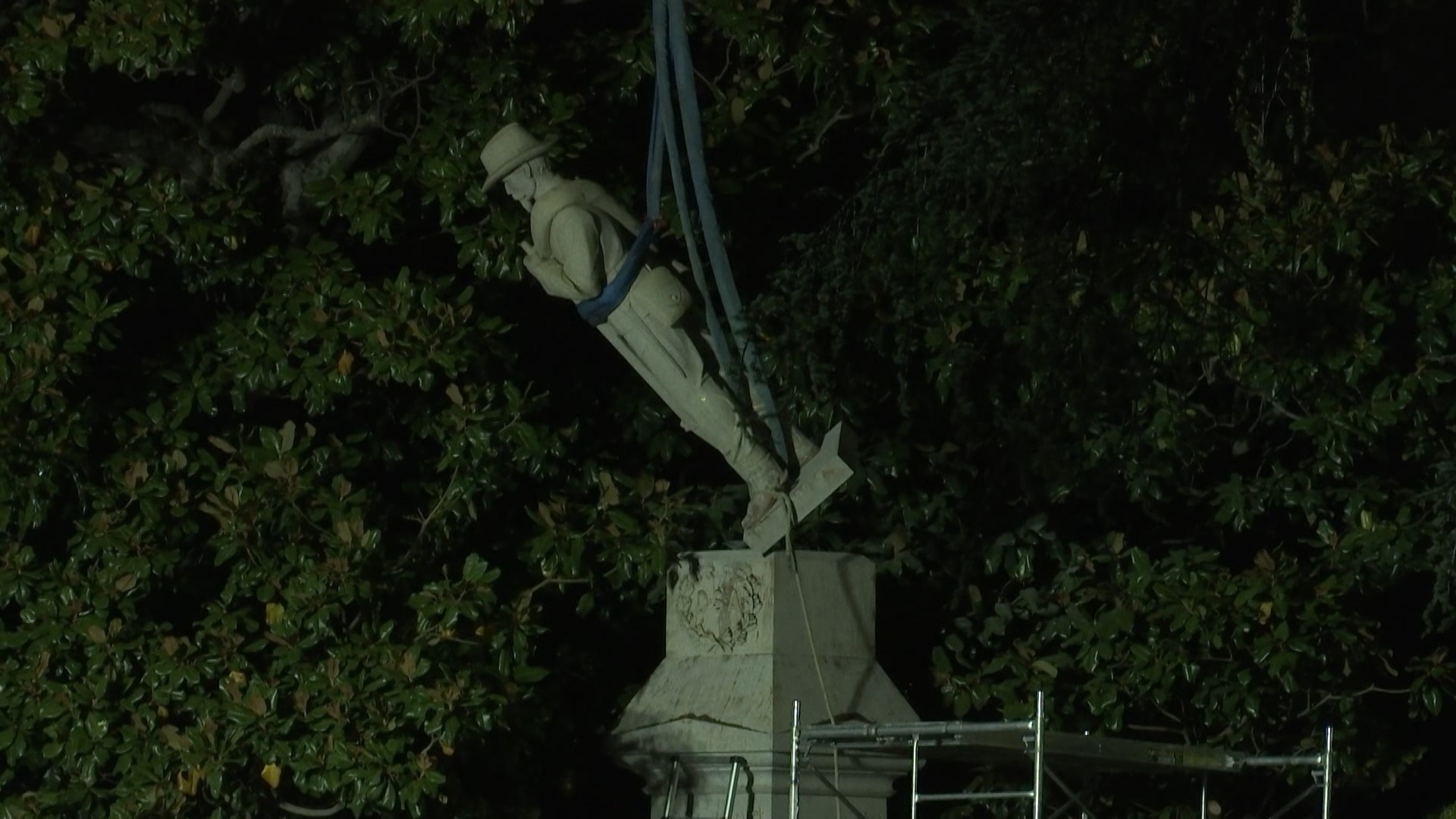 Our reporter was live last night at the removal of the Confederate statue from Madison County Courthouse.