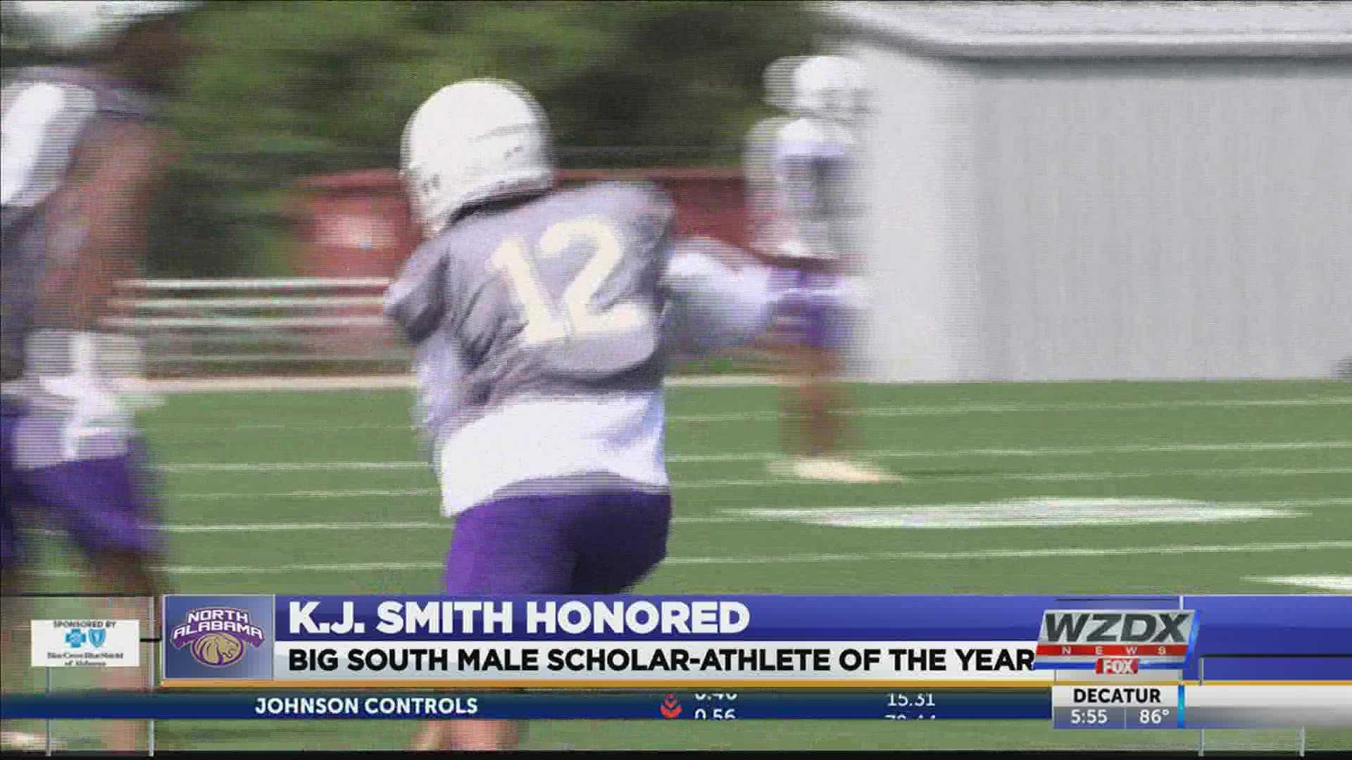 UNA defensive back K.J. Smith has been voted the 2020-21 Big South Conference Male Scholar-Athletes of the Year.