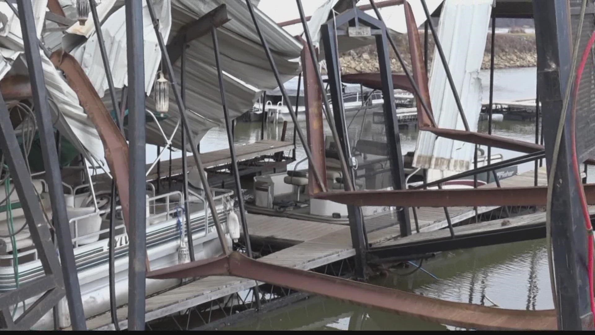 Jay Landing's Marina was hard-hit by Thursday's severe weather.