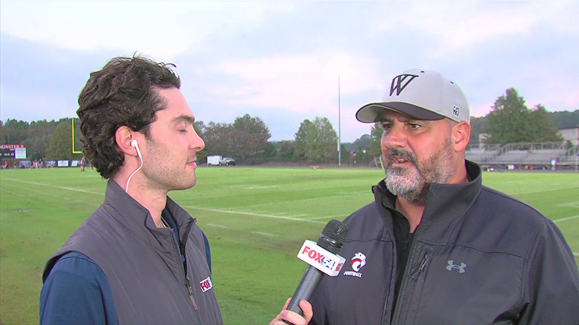 Simon Williams speaks with Westminster head coach Louis LeBlanc ahead of Friday's matchup.