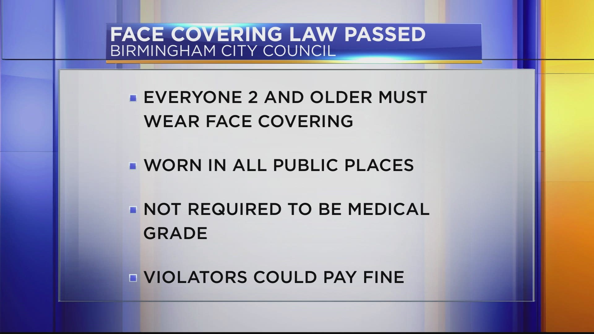 The ordinance requires an item to cover the nose and mouth of a person to limit the spread of coronavirus