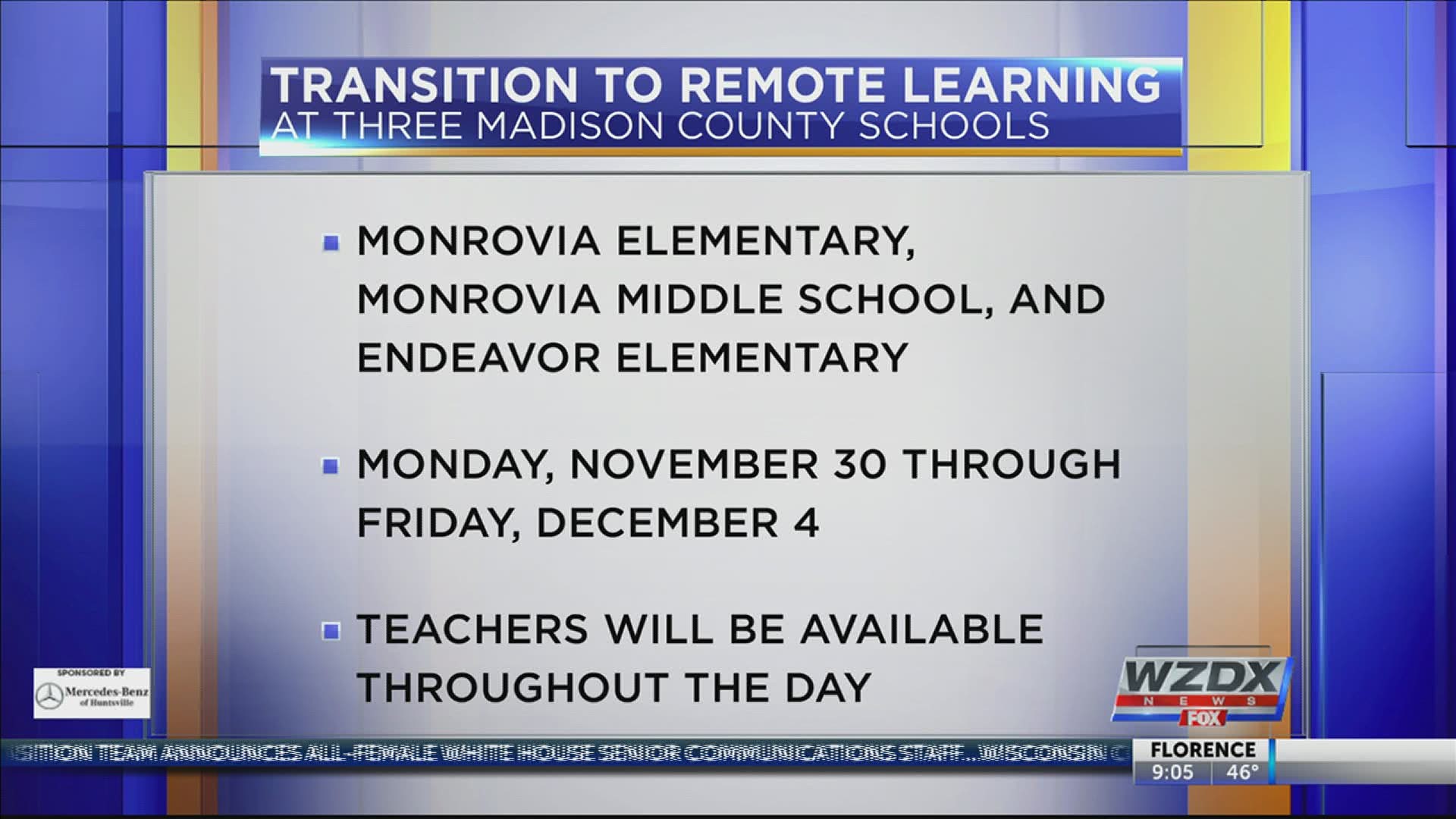 Madison County School Superintendent Mr. Allen Perkins announced the transition of three schools to remote learning.