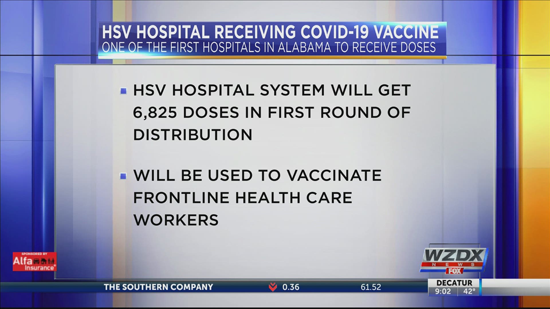 Huntsville Hospital's anticipated 6,825 doses will be used to vaccinate frontline health are workers.