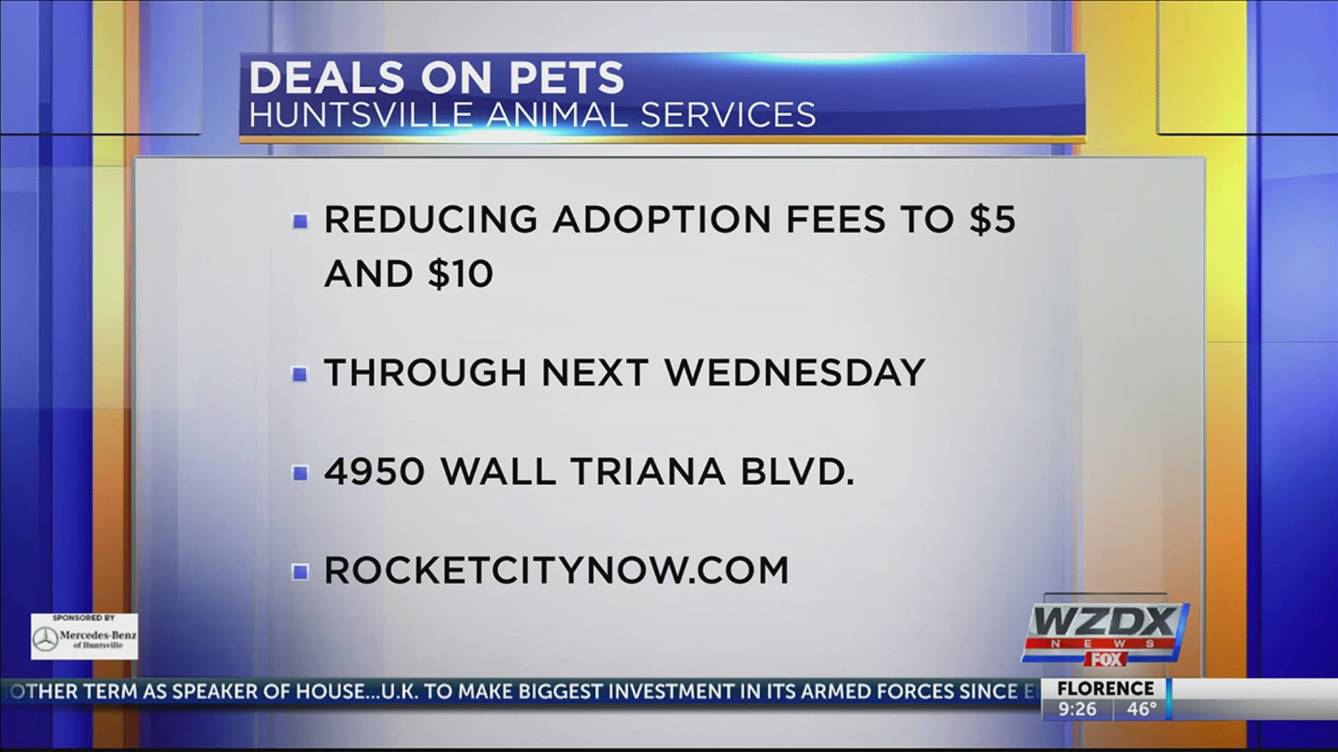 Pet adoptions include vaccinations, a microchip, city license tag, spay or neuter and free bag of pet food while supplies last.