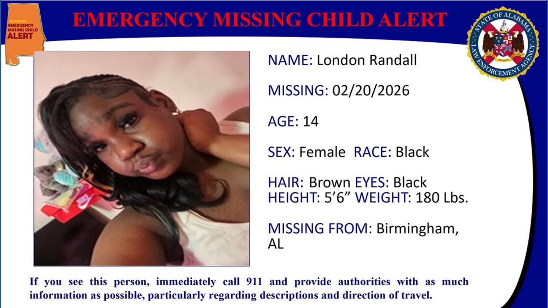Authorities seek help finding missing 14-year-old girl from Birmingham ...