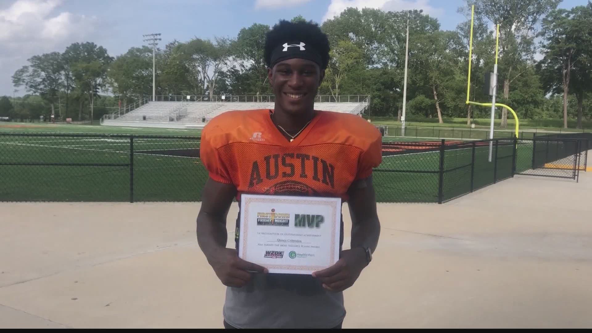 Austin High School QB Quincy Crittendon threw for passed for 236 yards & 3 touchdowns against Decatur. For his efforts, Cittendon has been named our Week 1 FDFN MVP