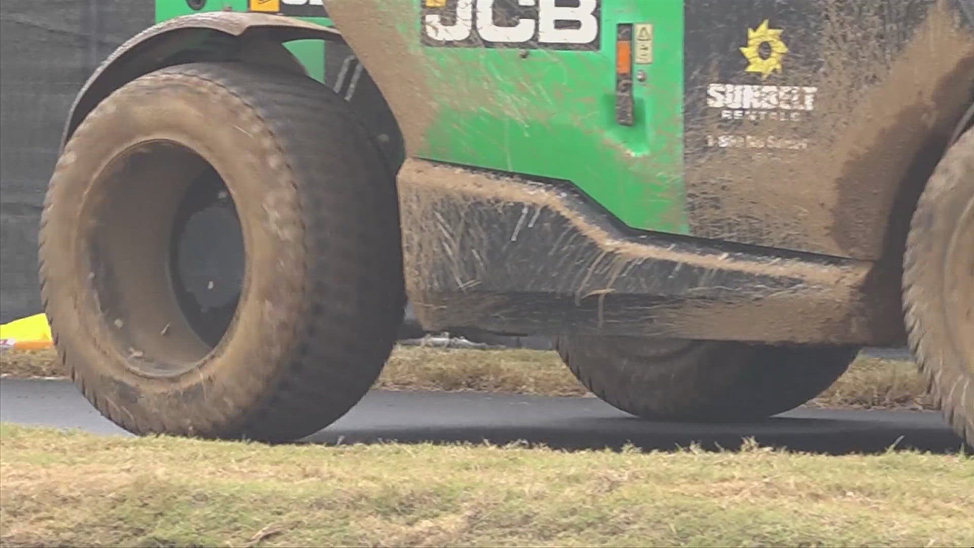 The concert venue turned into a mud pit after heavy rains and heavier foot traffic. Construction crews have broken down the facility but there's lots of work to do.