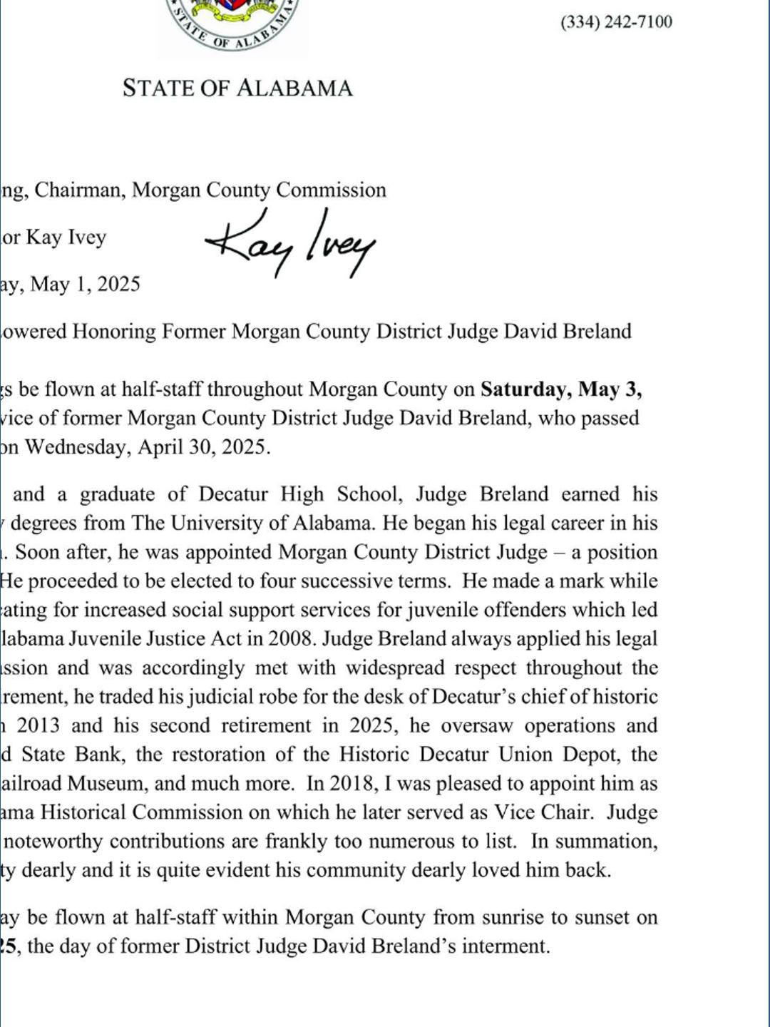 Governor asks Morgan County to fly flags at half-staff on Saturday to ...