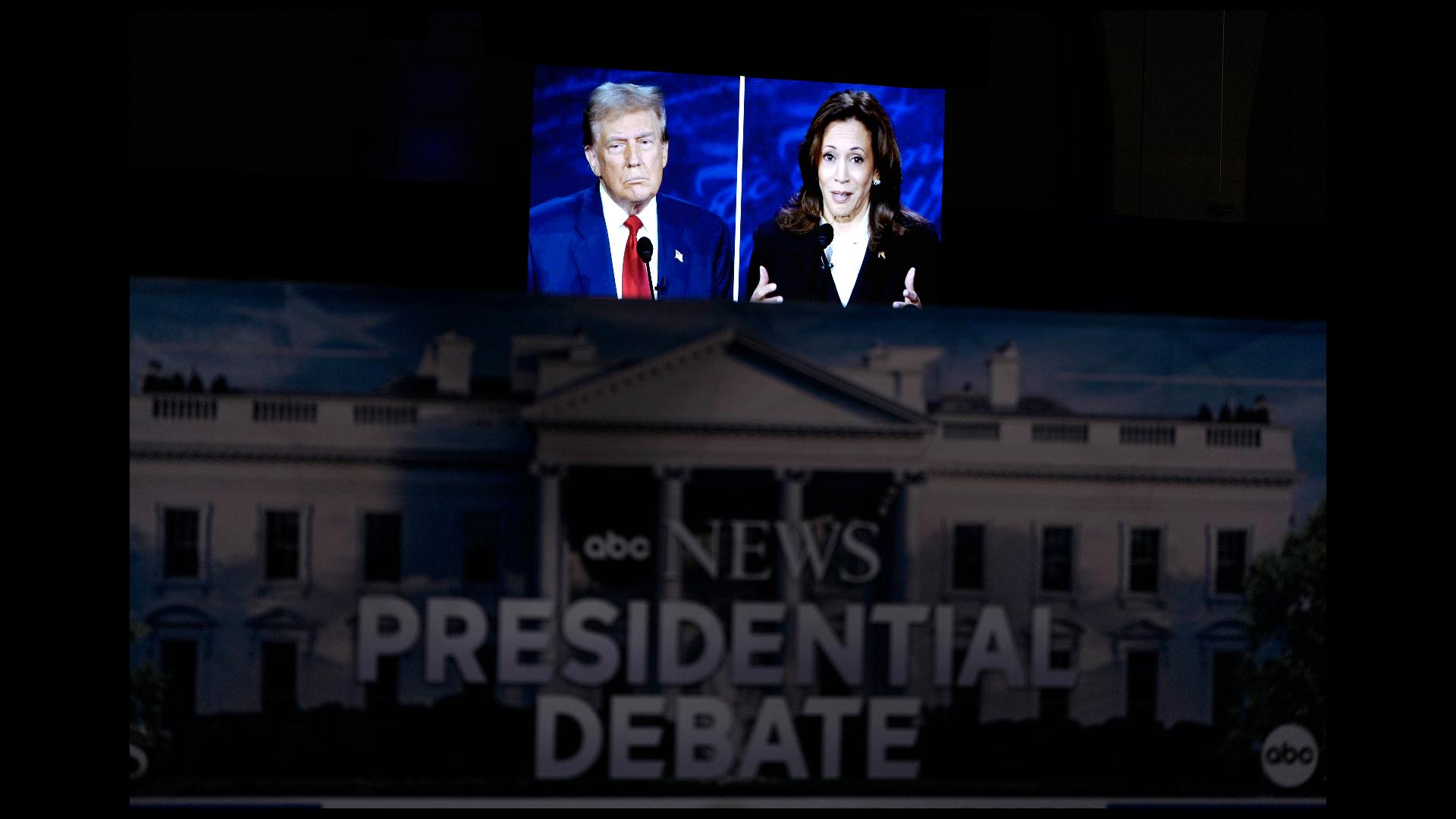 As part of the rules for the debate, each nominee’s microphone was muted while their opponent answered questions from the moderators, but their faces were clear.