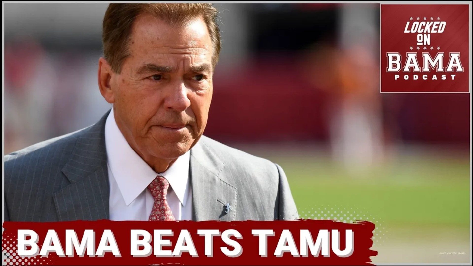 Nick Saban speaks after the Tide's win over Texas A&M on October 7