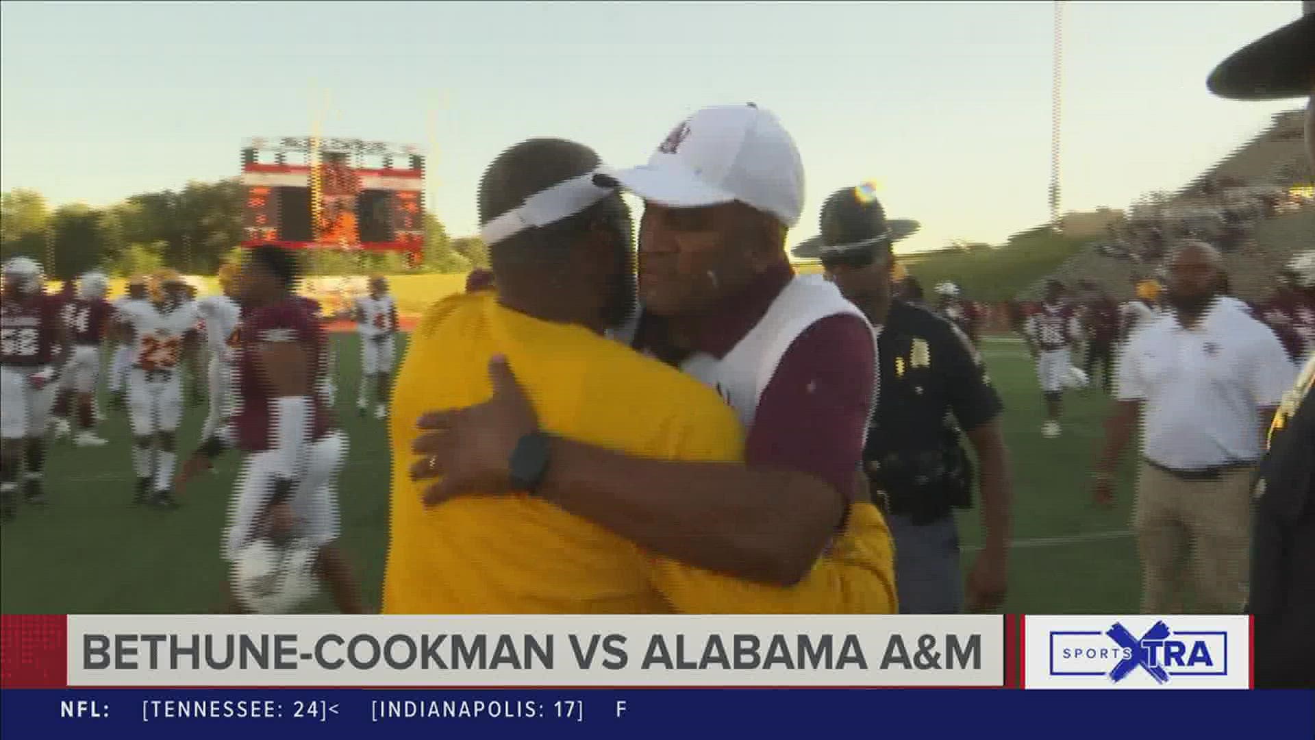 Alabama A&M running back Donovan Eaglin ran for 190 yards and scored three touchdowns in Alabama A&M's 35-27 victory over Bethune-Cookman.