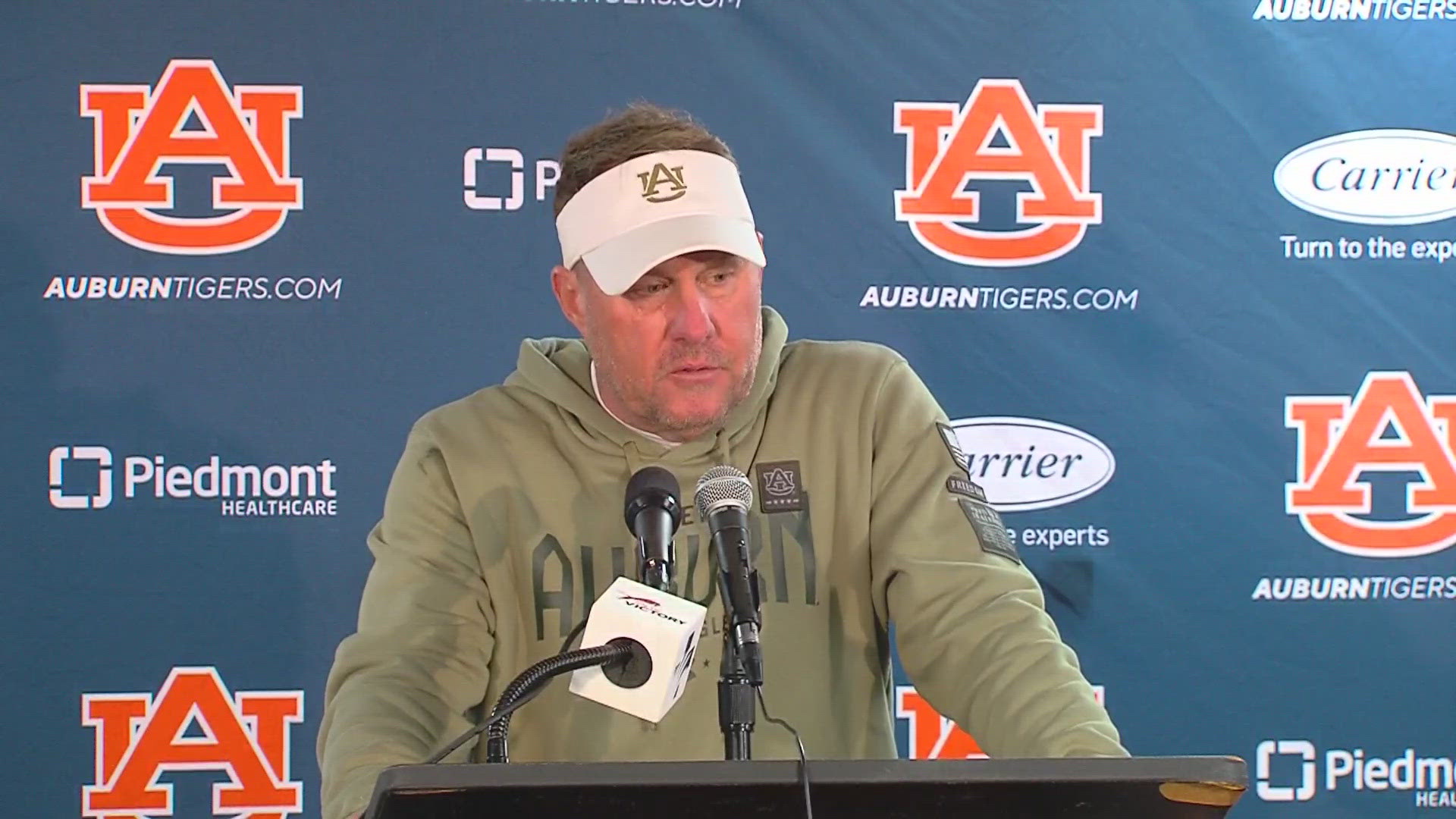 Hugh Freeze speaks with the media following his team's loss to Alabama in the Iron Bowl (11/30/24)