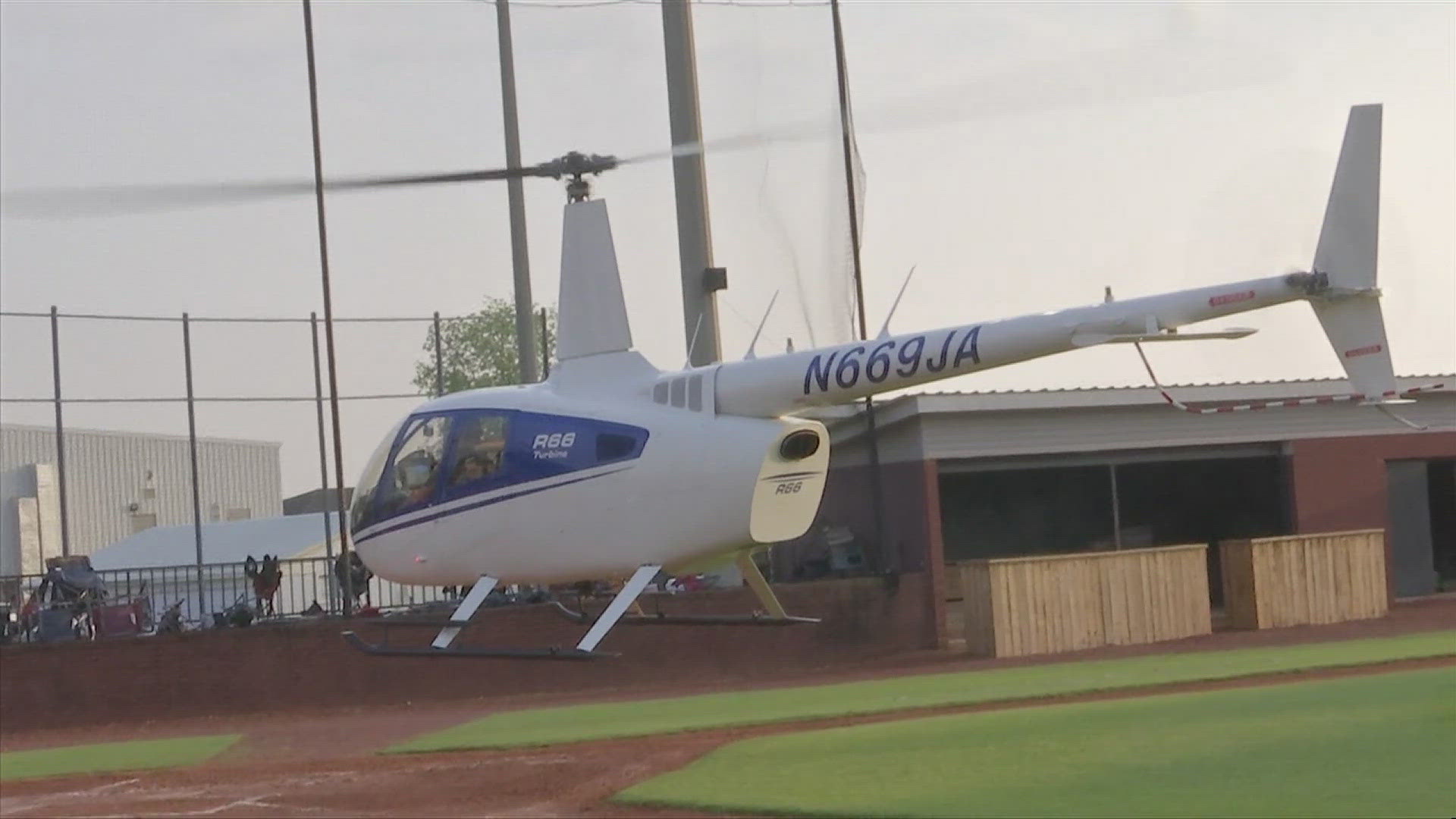 The Tigers led a 2-0 lead before the game went into a rain delay. A privately owned helicopter flew to Rogersville from Muscle Shoals to help the drying effort.