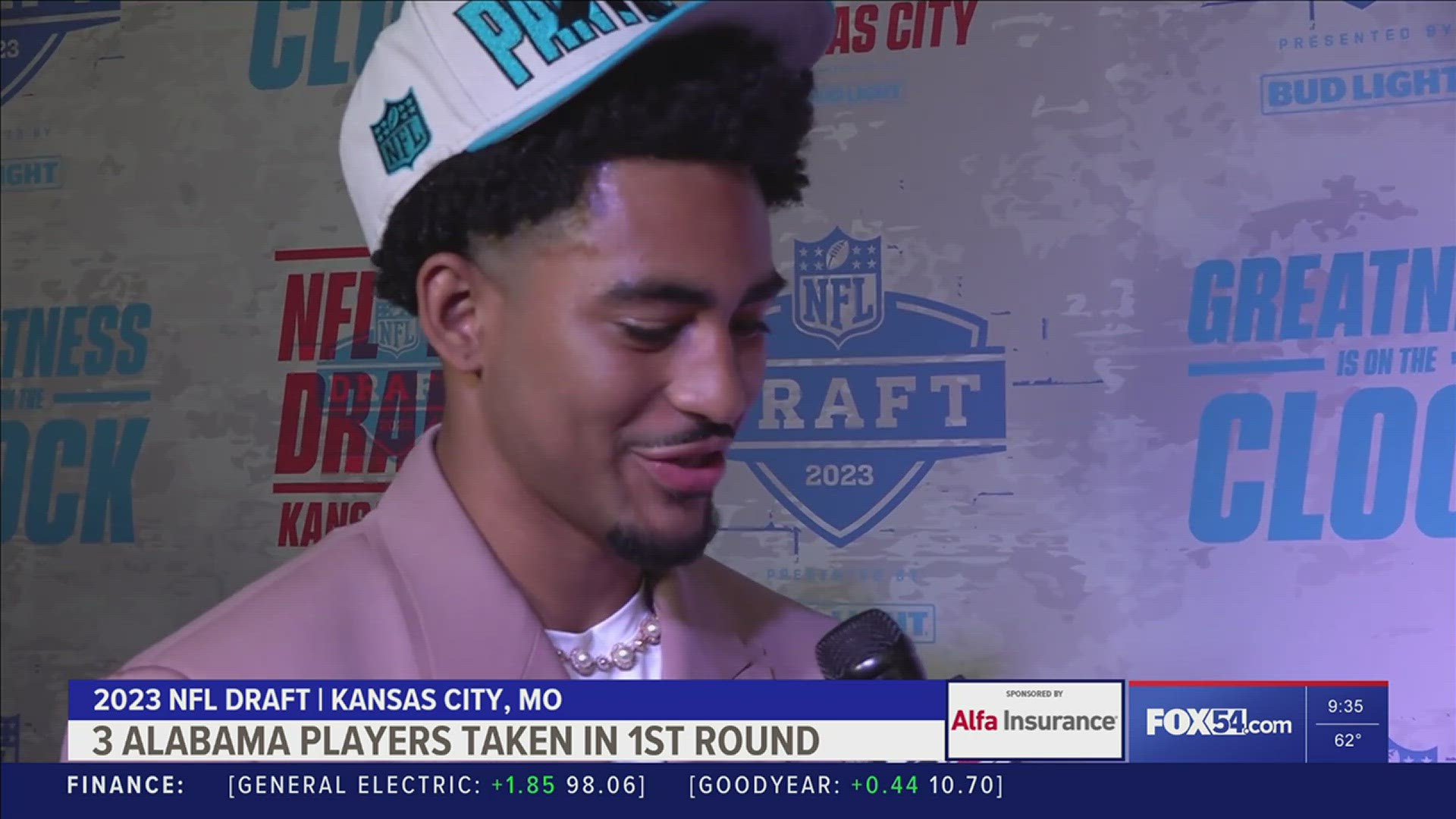 Sean Higgins from sister station WFMY in Kansas City speaks with Bryce Young, first pick (Carolina) in the NFL Draft.