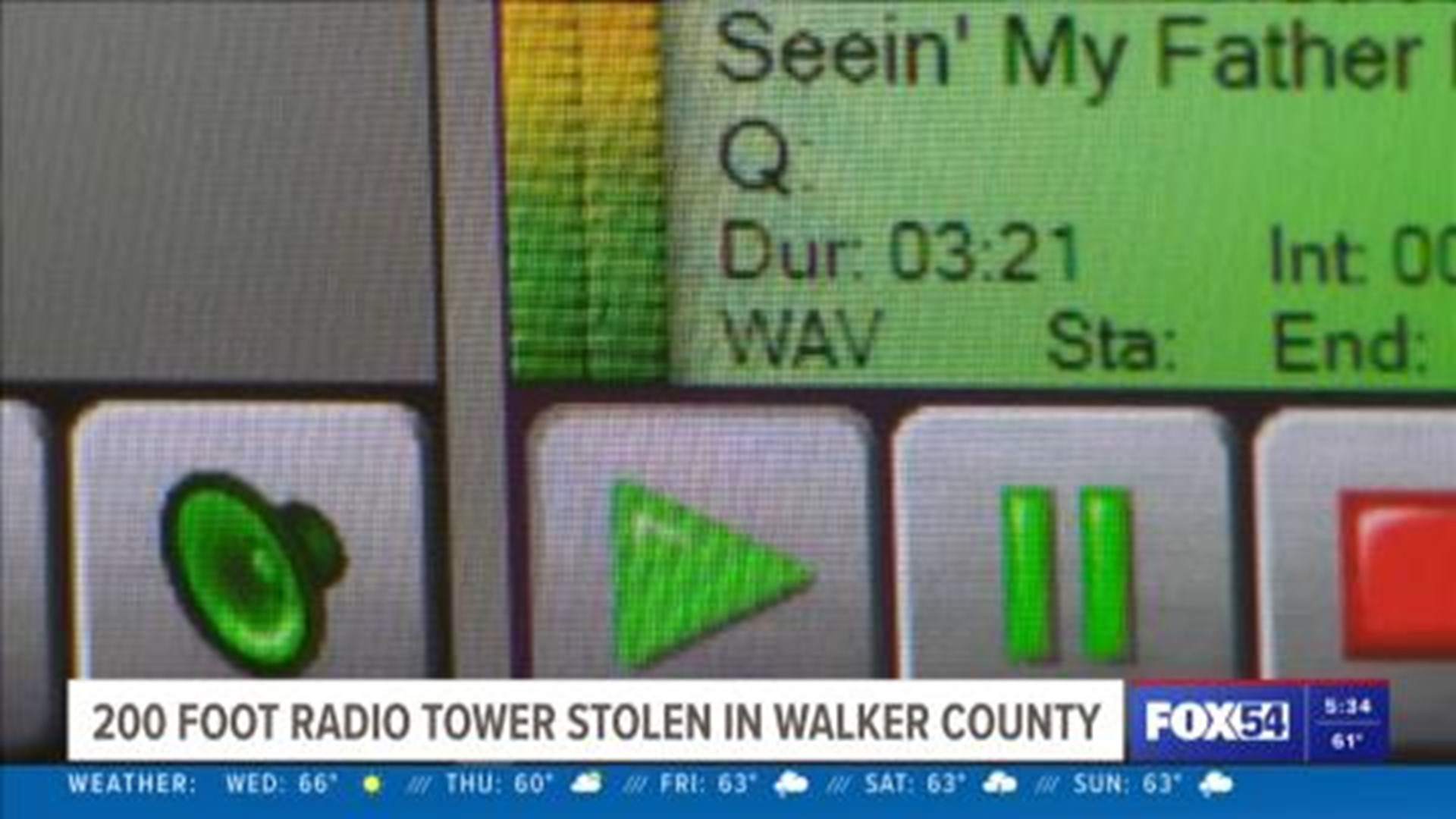 A 200 foot radio tower belonging to station WJLX was stolen in Walker County, AL.