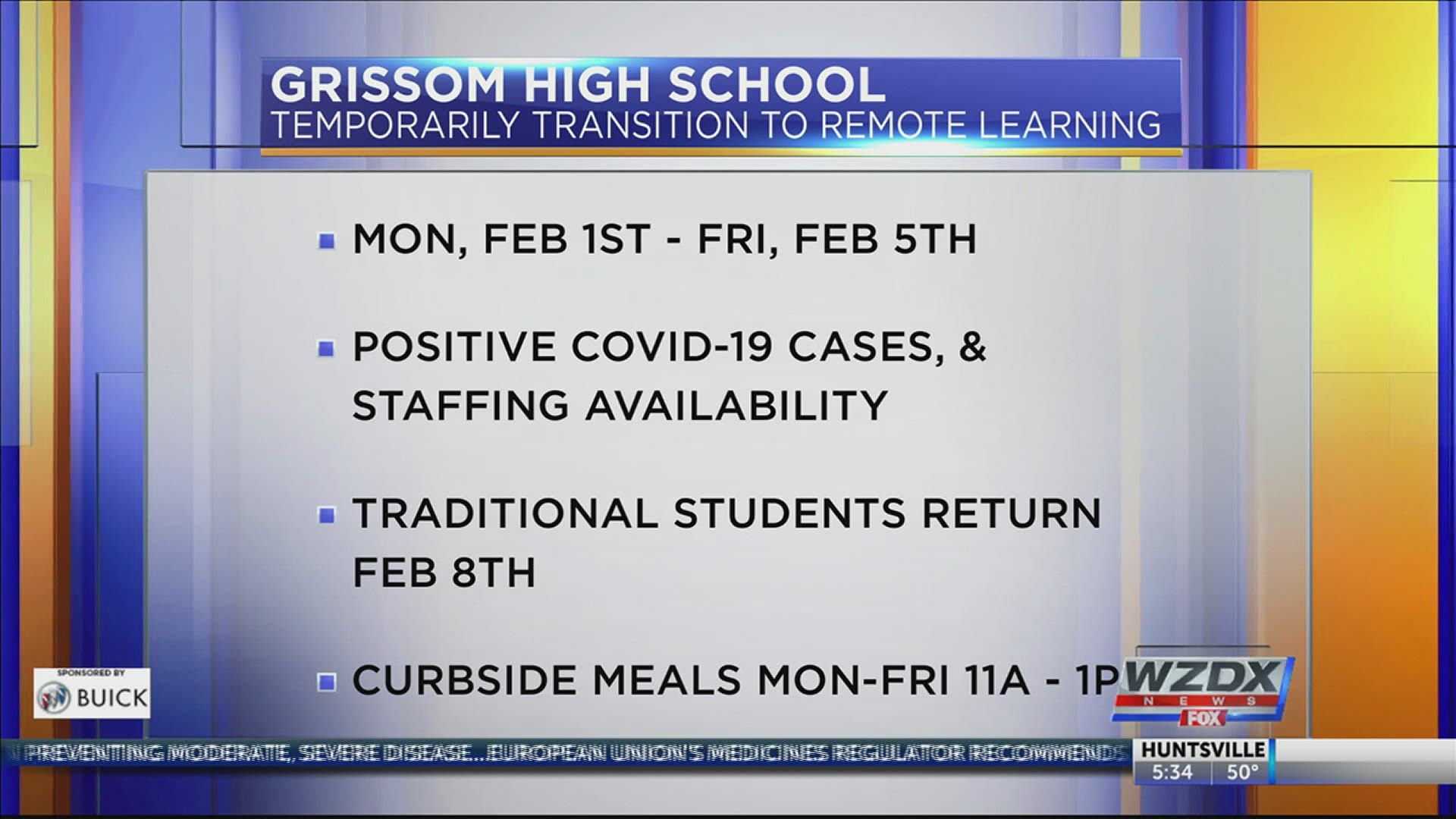 Grissom High School returns to remote learning for a week due to COVID concerns.