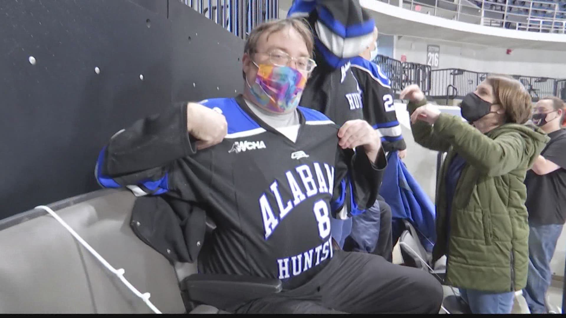 UAH Men's Hockey invited the residents at 305 8th Street to a private practice and donated season tickets to the group.