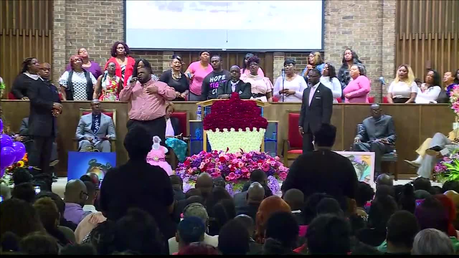 Hundreds of people packed an Alabama church to overflowing Sunday for the funeral of a girl who police say was killed after being kidnapped from a birthday party.