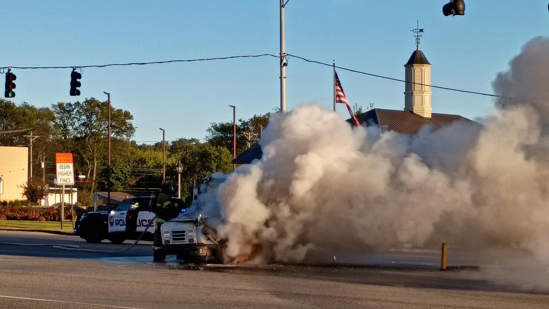USPS truck catches fire after crash in Florence | rocketcitynow.com
