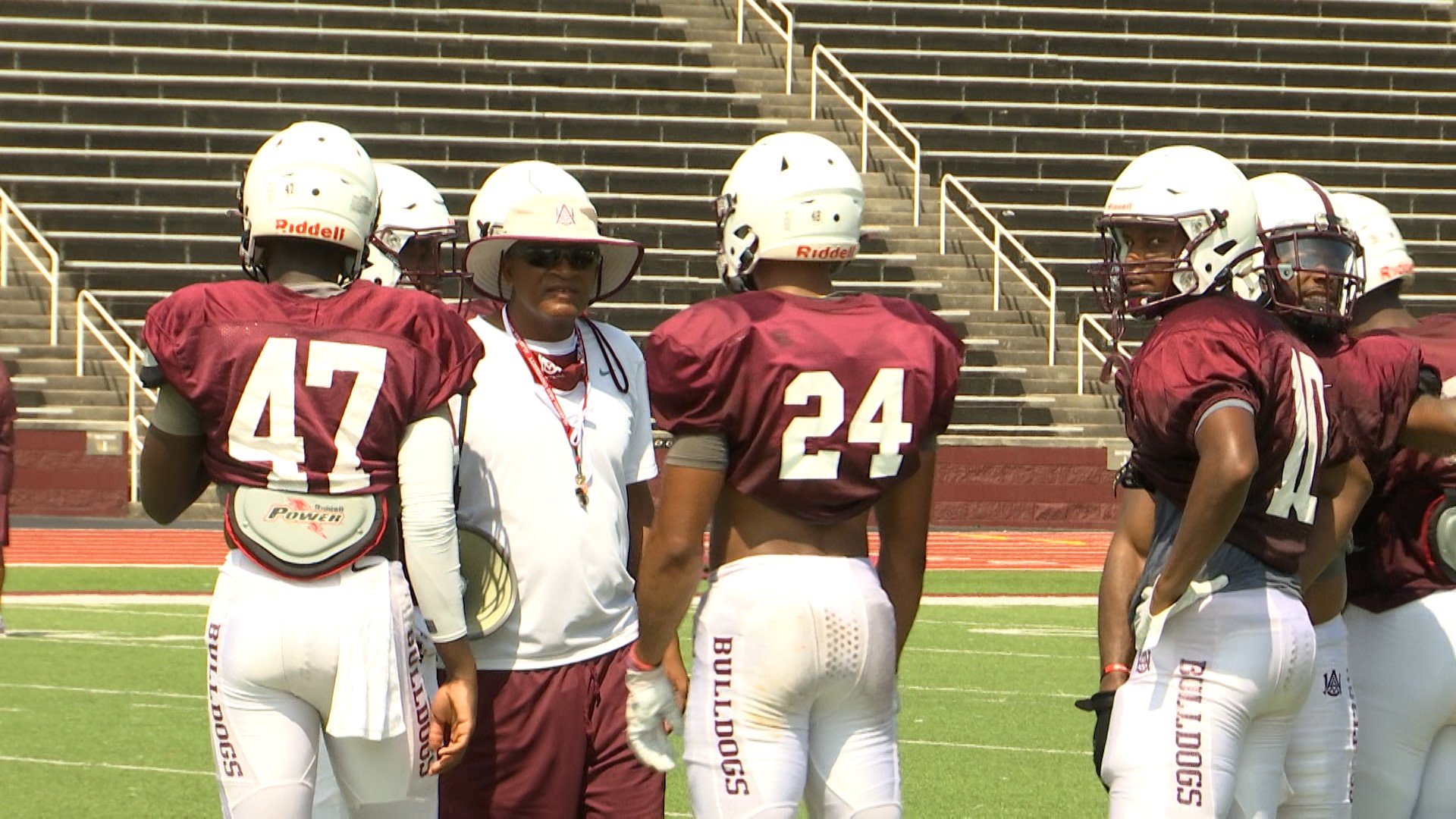 Alabama A&M practiced in full gear for the first time on Thursday and Bulldogs' defense had the upper hand during team drills.