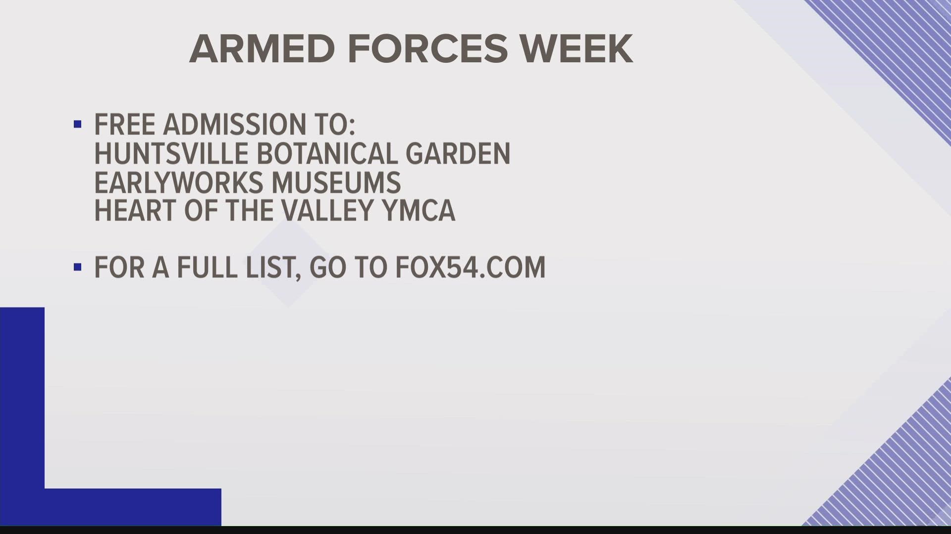 This week is Armed Forces week in the Tennesee Valley and events to honor our service members are happening all week.