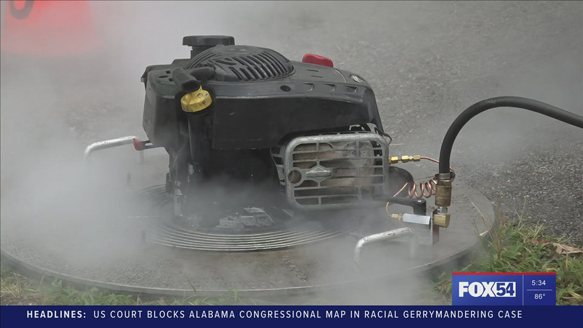 The process of testing the sanitary sewer system.