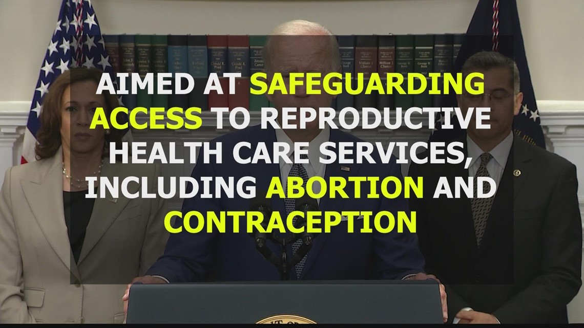 What does President Biden's executive order on abortion say?