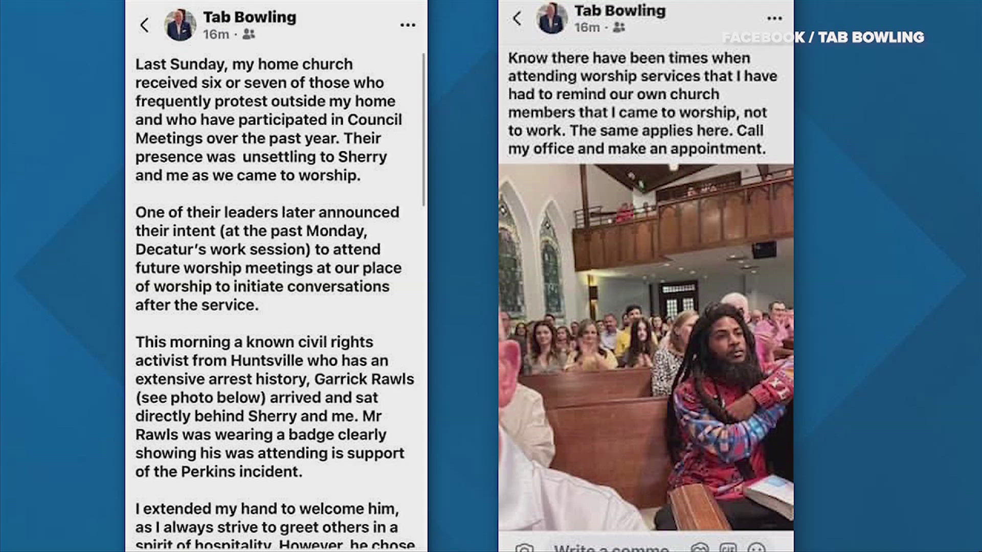 Tab Bowling complained of an "unsettling" experience on social media, which has garnered more attention about the mayor's handling of the Steve Perkins shooting.