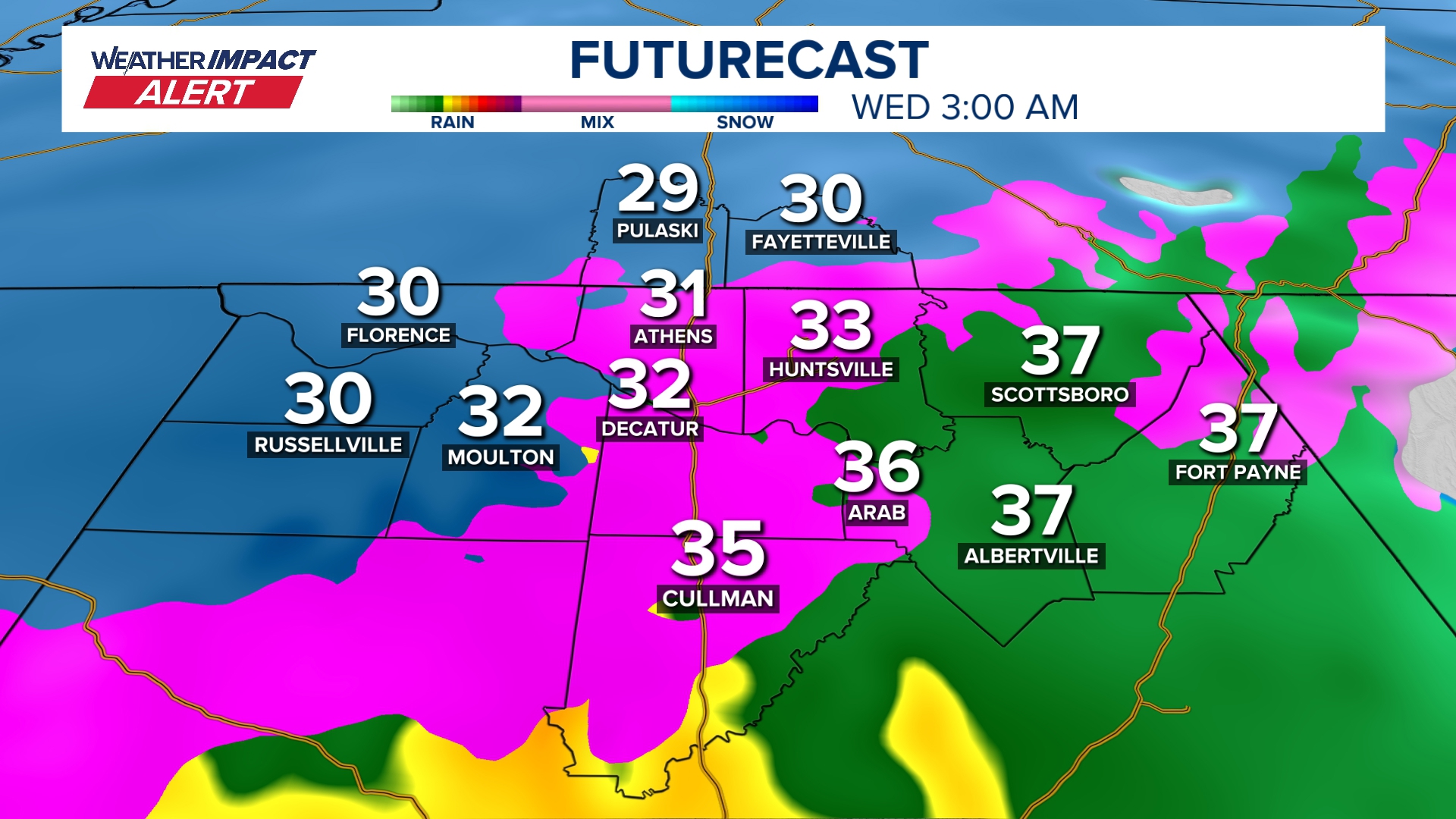 Conducive Examples Snow Wednesday In North Alabama & Southern Middle Tennessee ...