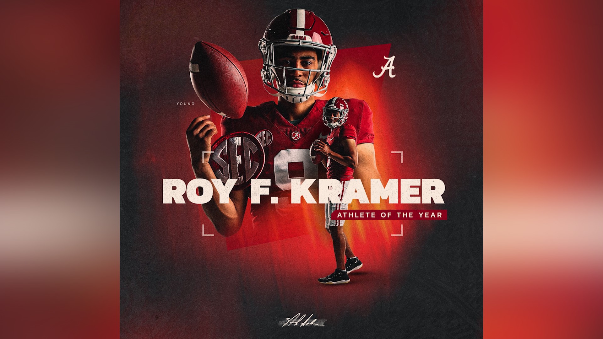 Alabama's Bryce Young was named the 2021-2022 Roy F. Kramer SEC Male Athlete of the Year by a vote of the league's athletics directors & Commissioner Greg Sankey