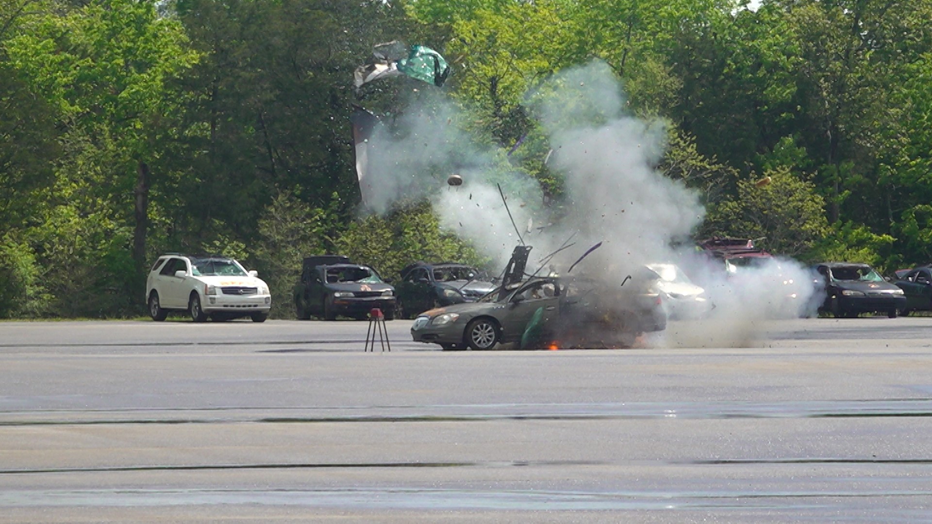 Controlled explosions were carried out at Redstone Arsenal as investigators learn how to process the scenes of violent crimes.