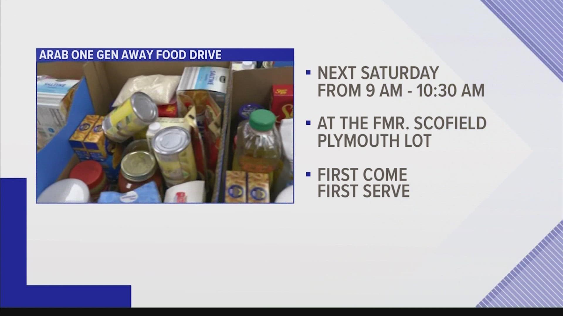 Groceries lately aren't cheap and if you're in need of food, One Generation Away will host a food drive in Arab this Saturday.