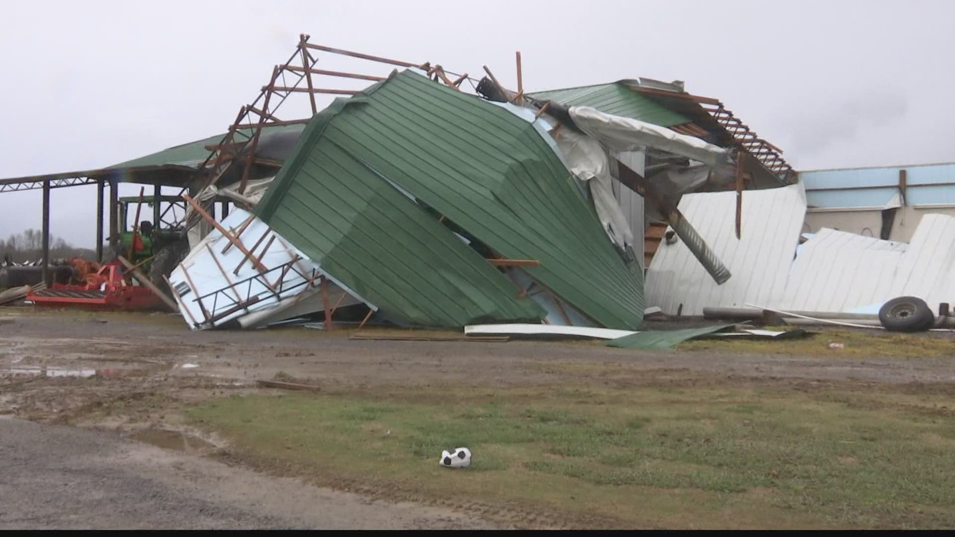 Severe weather left one sod farm in shambles. So far, The National Weather Service confirmed two EF-1 tornados in Cullman County.