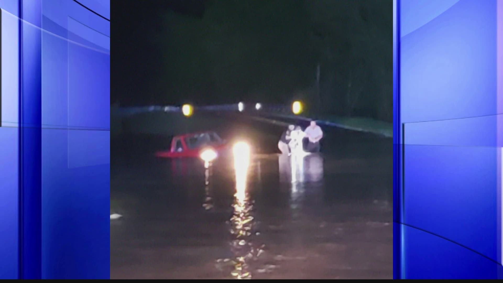 Turn around...don't drown. Rescue squads are reminding people not to drive through water, no matter how shallow it appears to be.