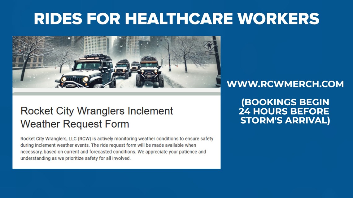 Rocket City Wranglers prep rides for healthcare workers ahead of winter storm