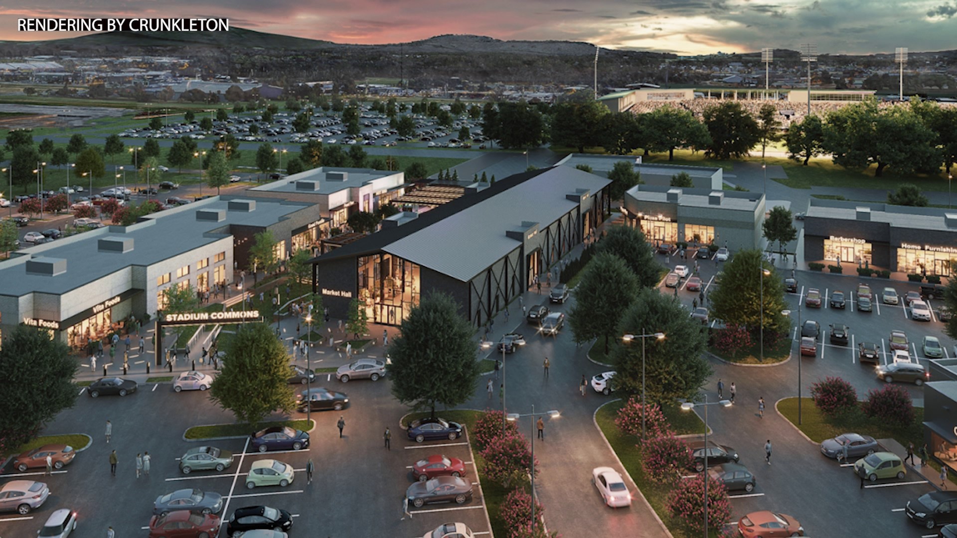 'Stadium Commons' will occupy the space formerly taken by the Hollywood 18 movie theater and the Century Plaza office complex.