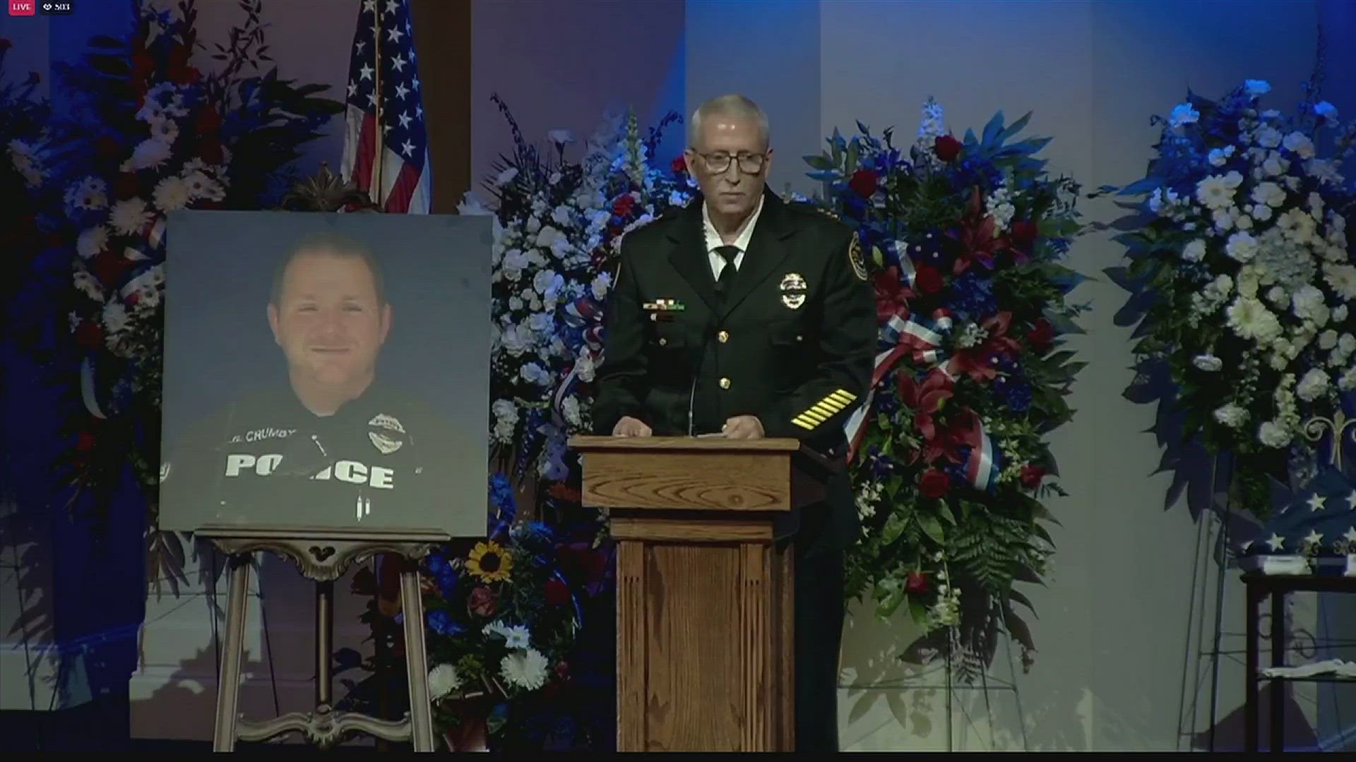 A public memorial culminated with a procession sending fallen Huntsville Police Officer Garrett Crumby on his final ride to Tuscumbia.