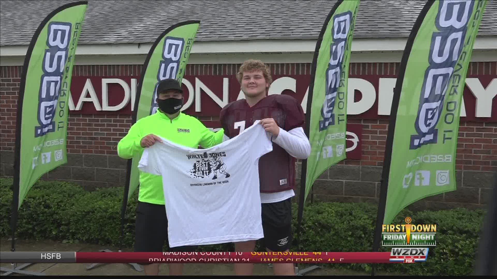 Madison Academy Jr. center Kaden Young is the first recipient Walter Jones B2EDi Offensive Lineman of the Week award.