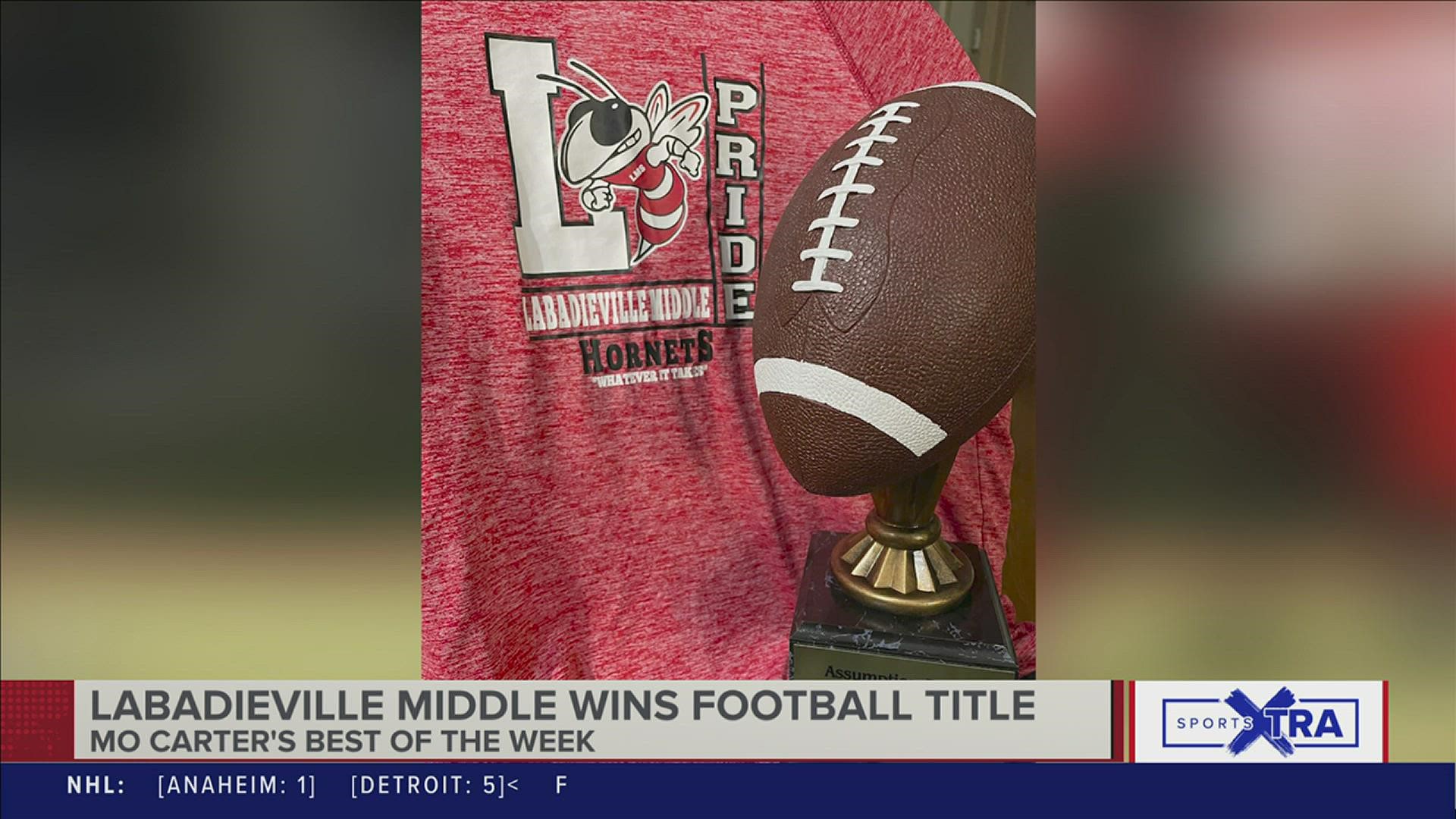 Labadieville Middle School, the alma mater of Mo Carter, won the 2022 Assumption Parish Middle School Football Title. Mo made sure to give them a big shout out.