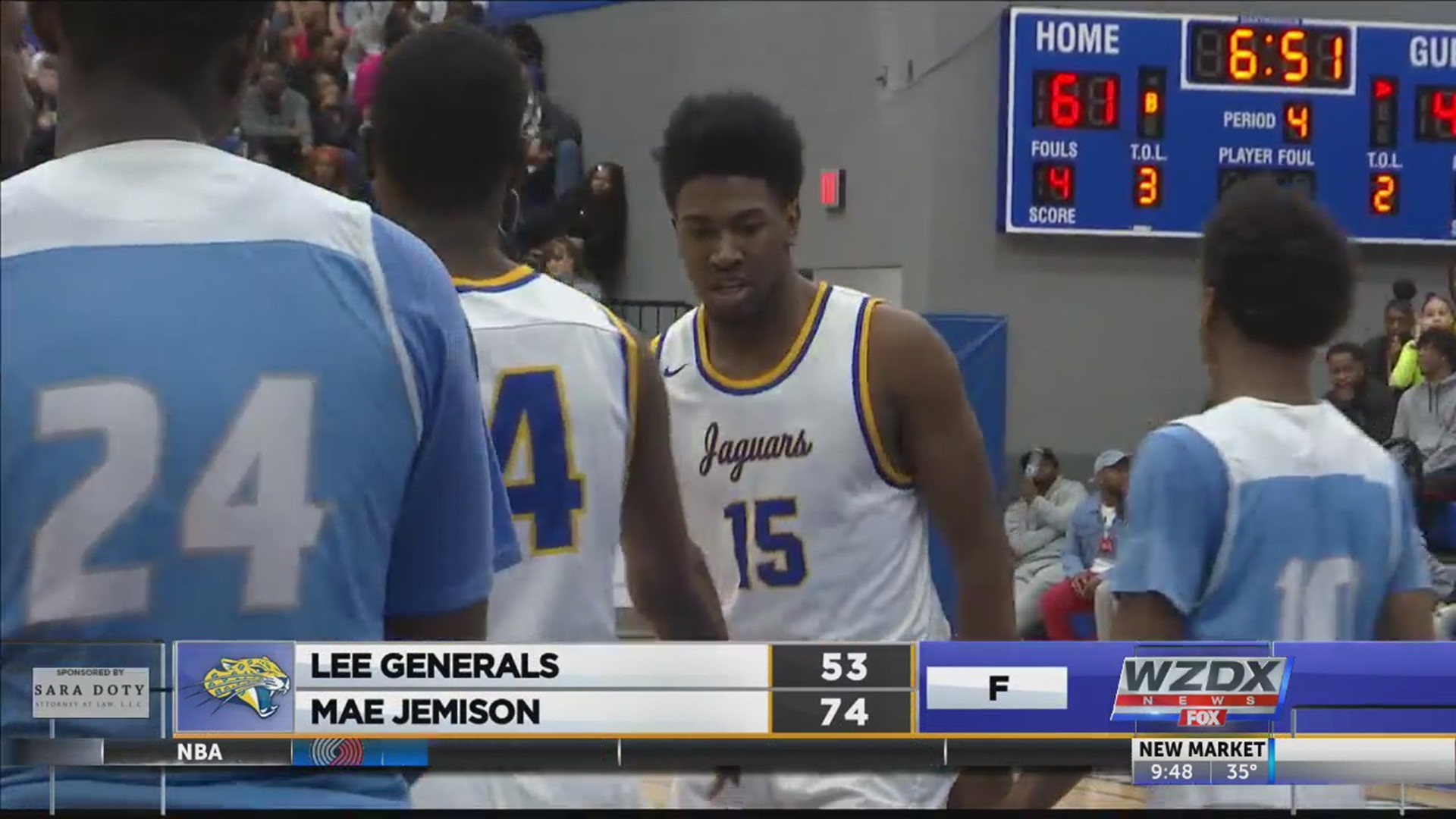 The Mae Jemison Jaguars won another area championship  by defeating cross city foe Lee, 74-53.