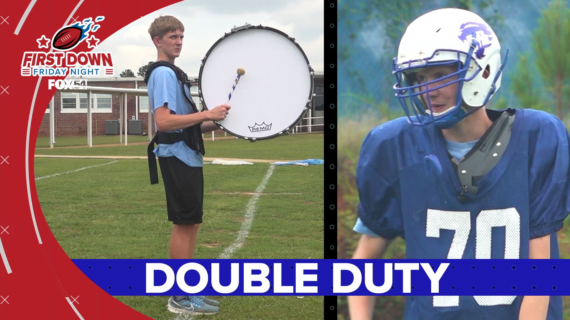 Colbert Heights junior Tristan Hamm is a defensive end for his football team, as well as a bass drummer for the marching band.