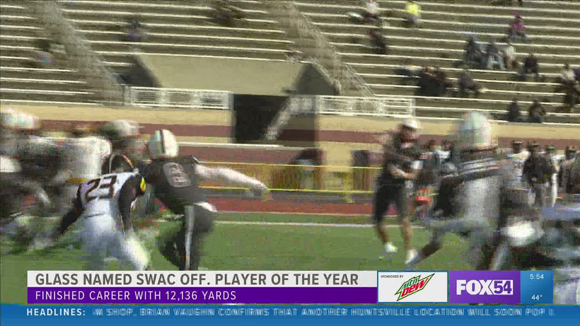 Alabama A&M quarterback Aqeel Glass was named the Offensive Player of the Year for the second time in his career by the SWAC on Monday.