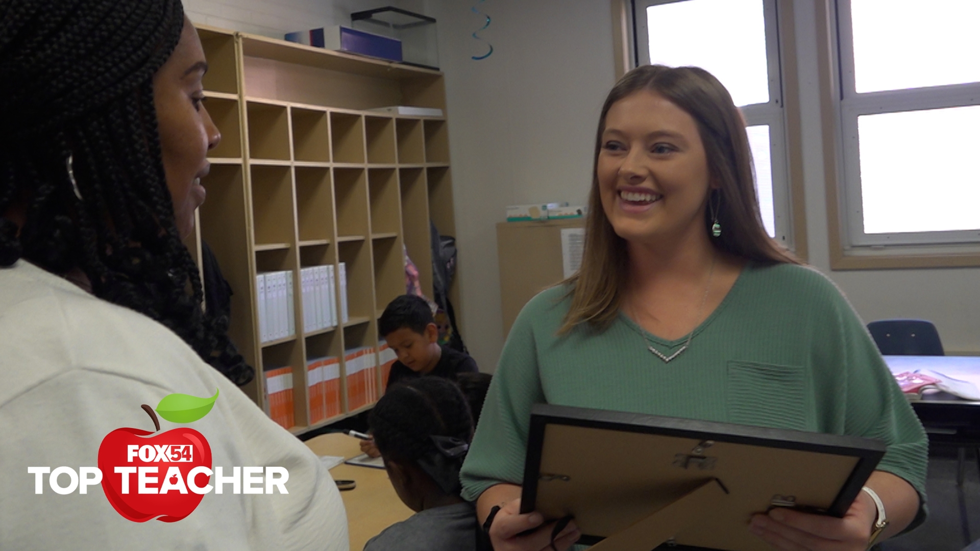 Briley Borden surprised as a FOX54 Top Teacher