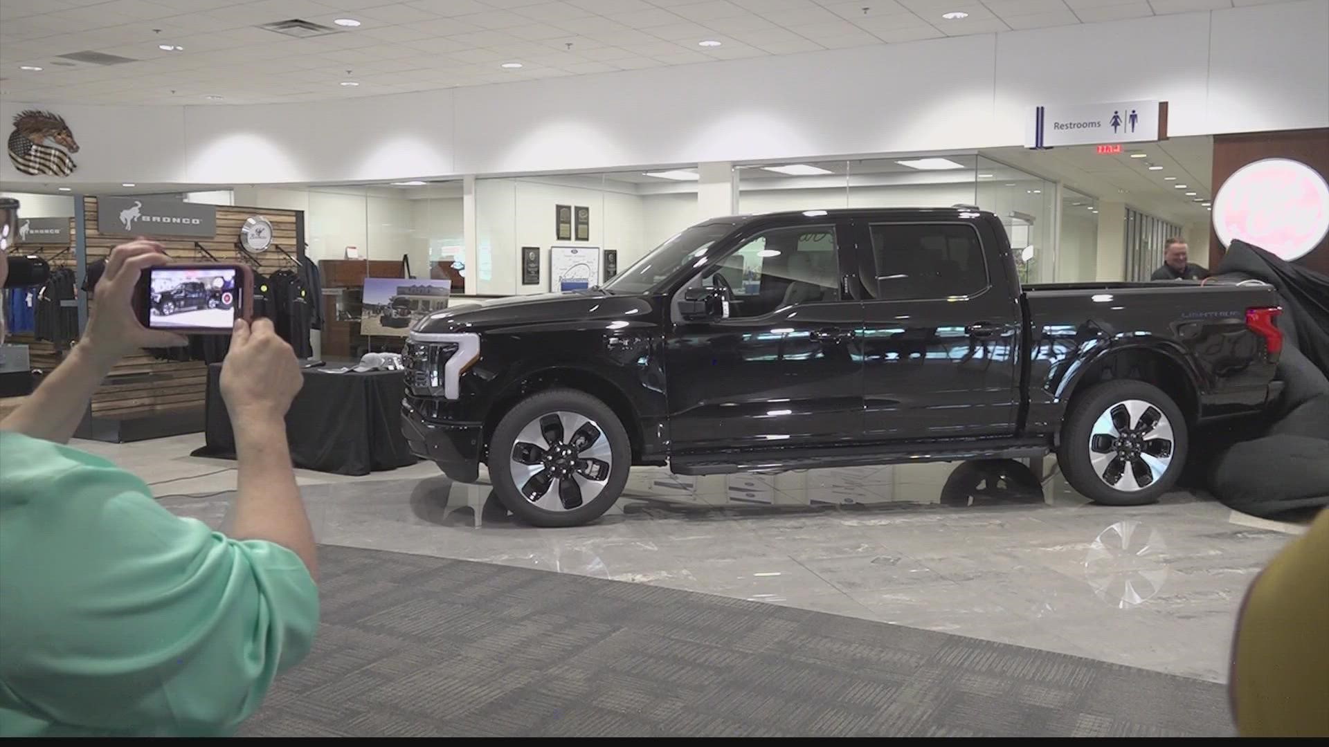 Woody Anderson Ford received Huntsville's first electric Ford F-150 Lightning.