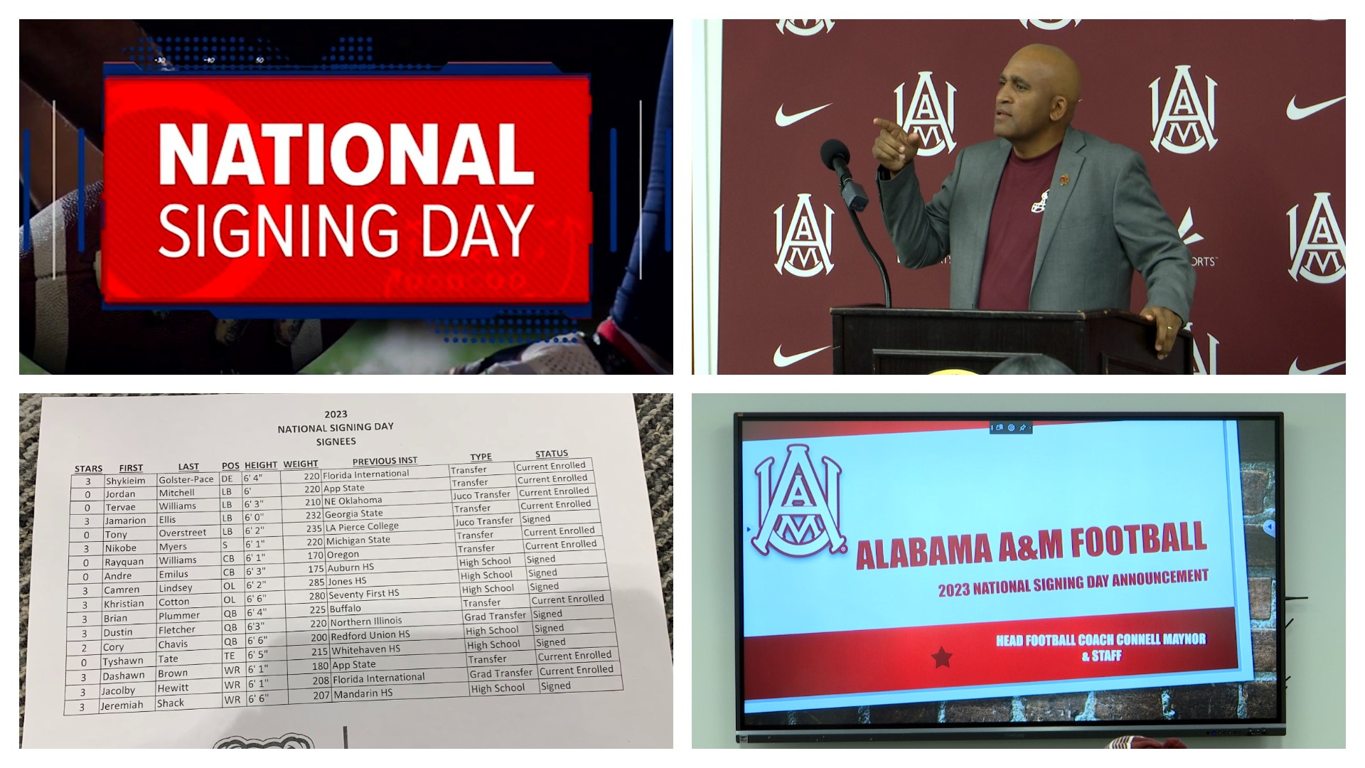 Connell Maynor and his AAMU staff added 17 new players during the 2023 National Signing Day session. Nine of the 17 players are currently enrolled for the spring.