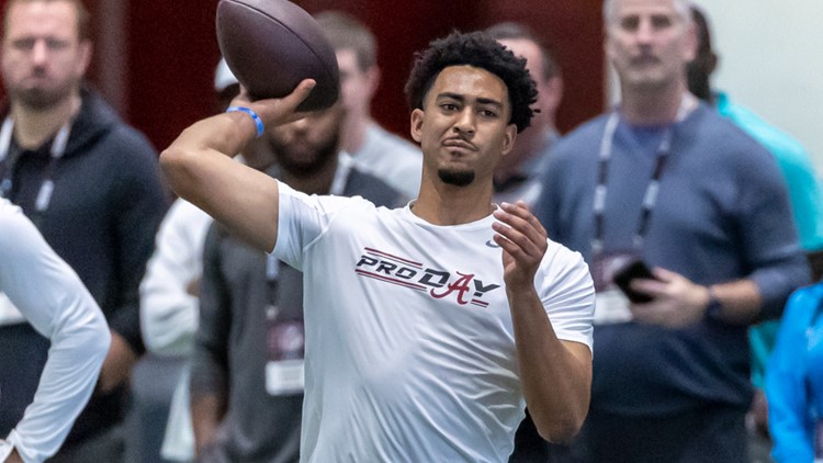 Alabama's Bryce Young throws for NFL teams at pro day