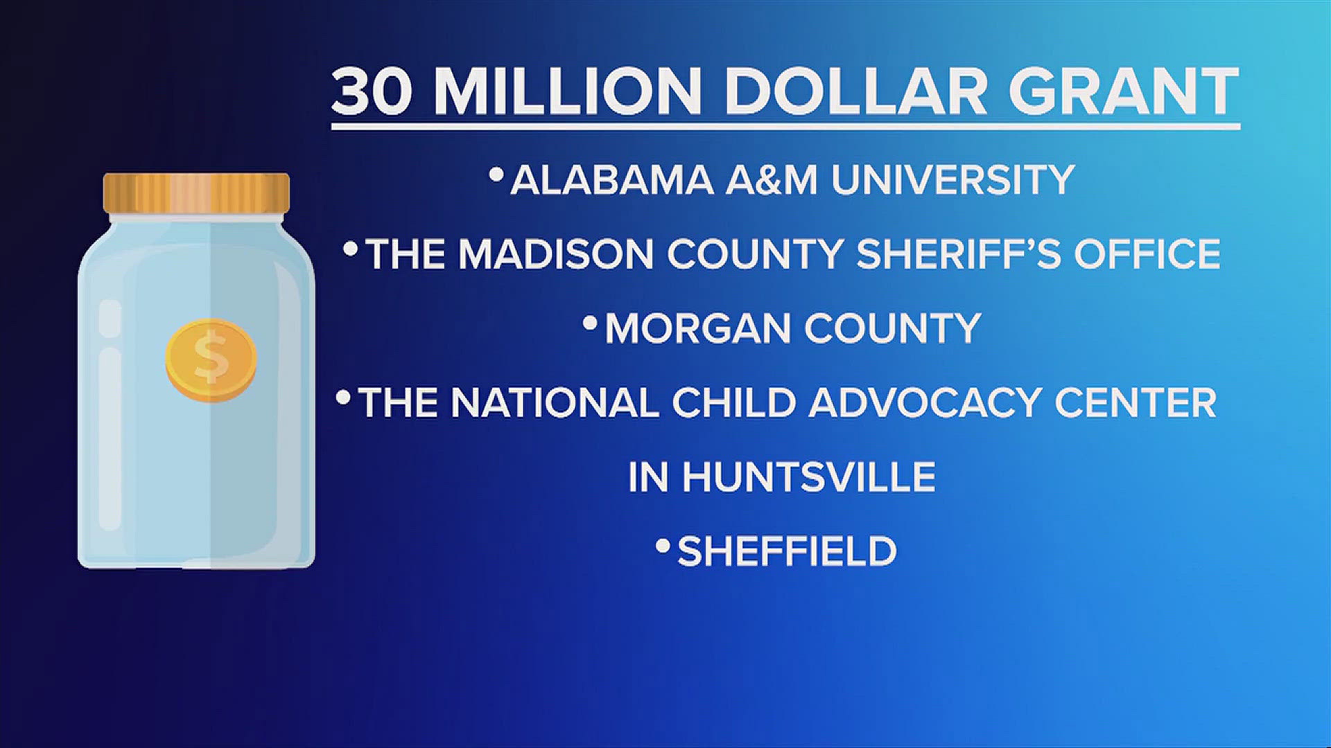 Grant money from the Department of Justice is given to several North Alabama agencies to promote safety.